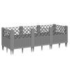 vidaXL Plantenbak met pinnen 123,5x43,5x43,5 cm polypropeen lichtgrijs