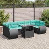 vidaXL 8-delige Loungeset met kussens poly rattan acacia zwart