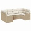 vidaXL Tuin Sofa Set 6 st Beige en wit Poly riet