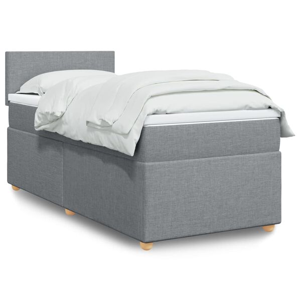 vidaXL Boxspring met matras stof lichtgrijs 90x190 cm