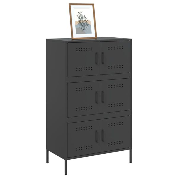 vidaXL Hoge kast 68x39x113 cm staal zwart