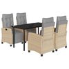 vidaXL 5-delige Tuinset met kussens poly rattan gemengd beige