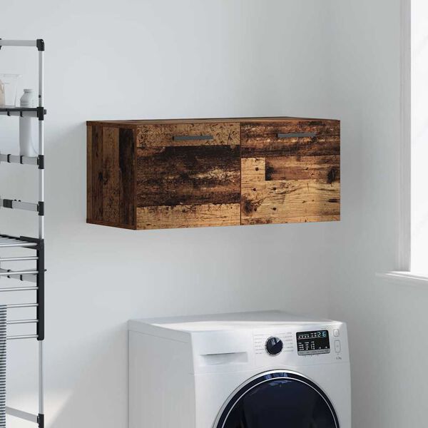 vidaXL Wandkast Wandgemonteerd Oud hout 80 x 36.5 x 35 cm Bewerkt hout