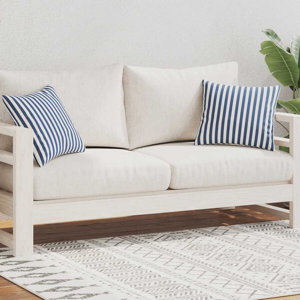 vidaXL Buitenkussens 45x45 cm gestreept marineblauw 2 st