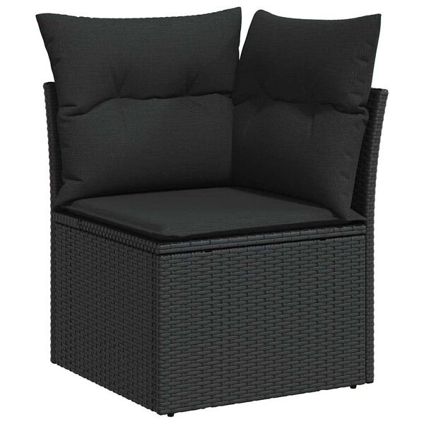 vidaXL Tuinbankenset met kussen 9 pcs Zwart poly rattan