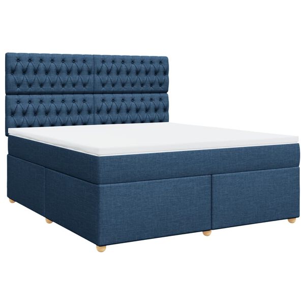 vidaXL Boxspring met matras stof blauw 180x200 cm