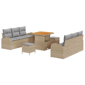 vidaXL Tuin Sofa Set met kussen met opslag 9 pcs Beige en Licht Grijs