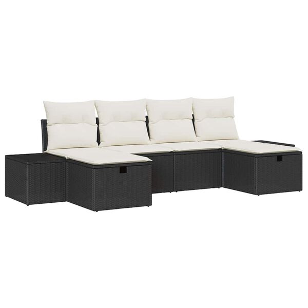 vidaXL Tuin Sofa Set met kussen met opslag 6 pcs poly rattan