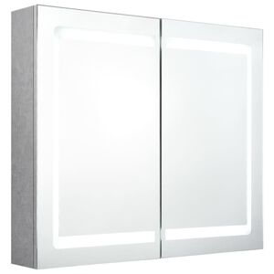 vidaXL Badkamerkast met spiegel en LED 80x12x68 cm betongrijs