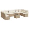 vidaXL 11-delige Tuinset met kussens poly rattan beige