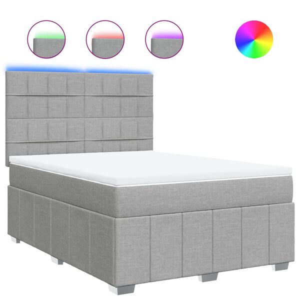vidaXL Boxspring met matras stof lichtgrijs 140x200 cm