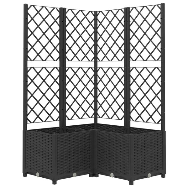 vidaXL Plantenbak met latwerk 80x80x136 cm polypropeen zwart