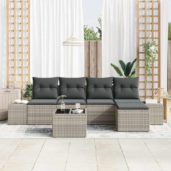 vidaXL Tuin Sofa Set met kussen 5 pcs Lichtgrijs poly rattan