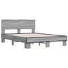 vidaXL Bedframe bewerkt hout metaal grijs sonoma eiken 135x190 cm