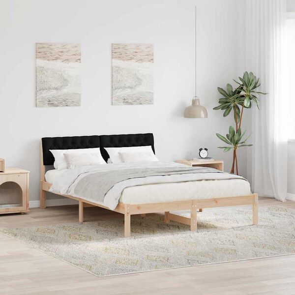 vidaXL Bedframe Bruin en zwart 140 x 200 cm Massief grenenhout