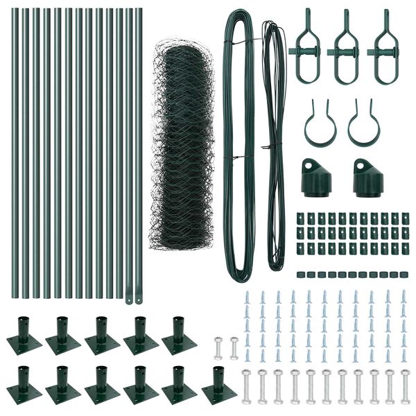 vidaXL Afrasteringspaal Groen 25 x 0,4 m (50 mm gaas) Staal en PVC