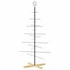 vidaXL Kerstdecoratie kerstboom met houten basis 150 cm metaal zwart