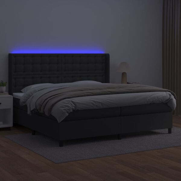 vidaXL Boxspring met matras en LED kunstleer zwart 200x200 cm