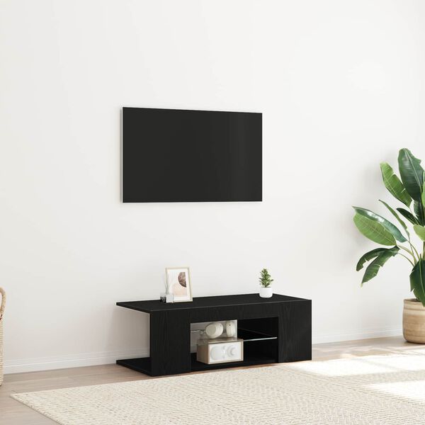 vidaXL TV-kast met lade Zwart Eiken 90 x 39 x 30 cm Bewerkt hout