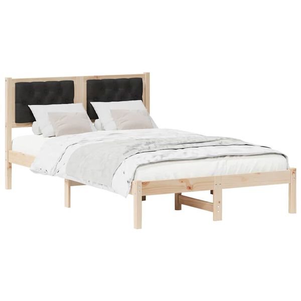 vidaXL Bedframe met hoofdeinde Zwart 120 x 190 cm Massief grenenhout