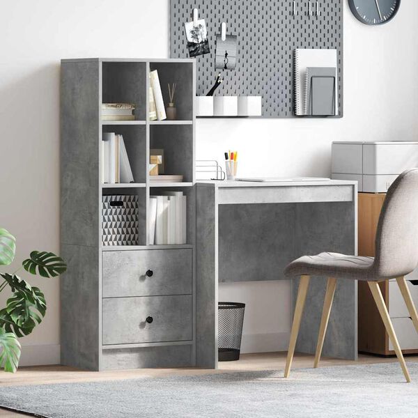 vidaXL Bureau met lade 2 pcs Beton Grijs