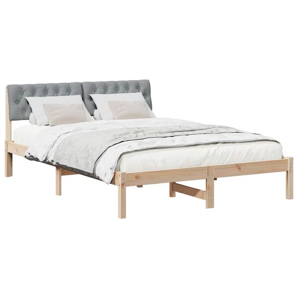vidaXL Bedframe Bruin en lichtgrijs 140 x 200 cm Massief grenenhout