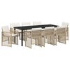 vidaXL Tuin eettafelset 9 pcs Beige poly rattan