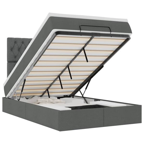 vidaXL Ottoman bed met matras en LED's 120x190 cm stof donkergrijs