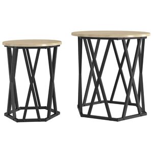 vidaXL Salontafel 2 pcs Sonoma Eiken Engineered hout en staal