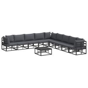 vidaXL Tuin Sofa Set met kussen 10 pcs Zwart Aluminium