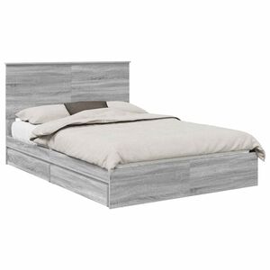 vidaXL Opslag bed met lade Grijs Sonoma 160 x 200 cm Bewerkt hout