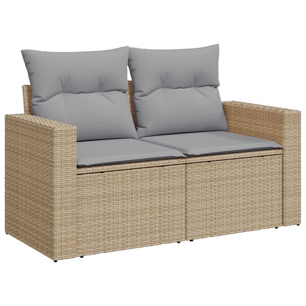 vidaXL Tuin Sofa Set 9 pcs Beige poly rattan