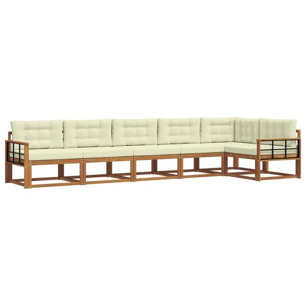 vidaXL Buiten bankenset met kussen 6 pcs Natuurlijk en Cr&egrave;me