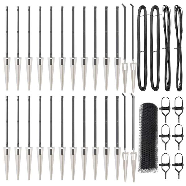 vidaXL Afrasteringspaal Grijs 50 x 1 m (25 mm gaas) Staal en PVC