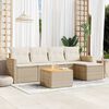 vidaXL 6-delige Loungeset met kussens poly rattan beige