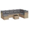 vidaXL 9-delige Loungeset met kussens poly rattan beige