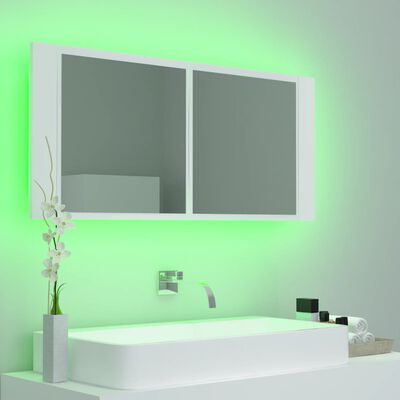 vidaXL Badkamerkast met spiegel en LED 100x12x45 cm wit