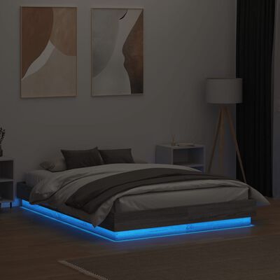 vidaXL Bedframe met LED-verlichting grijs sonoma eikenkleur 120x190 cm