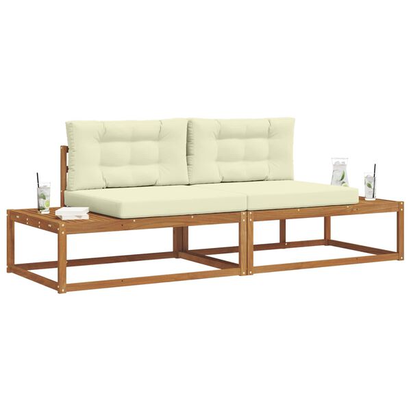 vidaXL Buiten bankenset met kussen 2 Stuk Natuurlijk en Cr&egrave;me