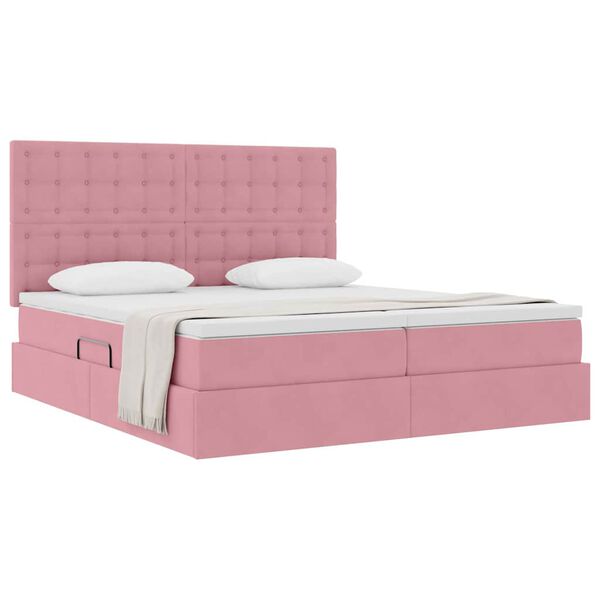vidaXL Opslag bed met matras met hoofdeinde Roze 180 x 200 cm Fluweel