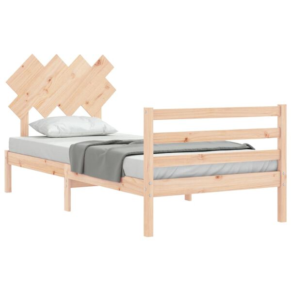 vidaXL Bedframe met hoofdbord massief hout 90x200 cm