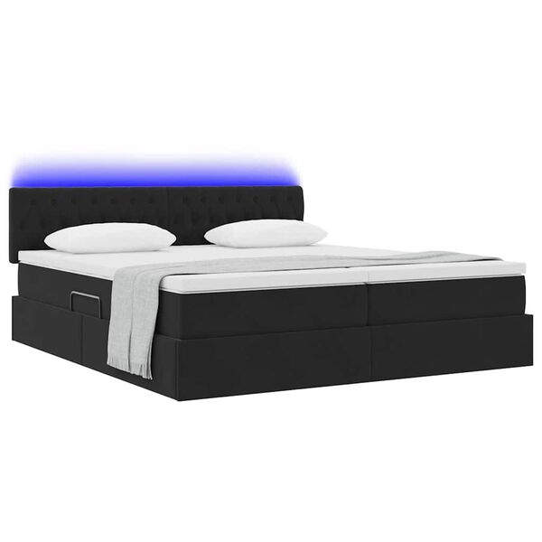 vidaXL Bed met LED-striplichten met opslag Zwart 180 x 200 cm Fluweel