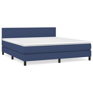 vidaXL Boxspring met matras stof blauw 160x200 cm