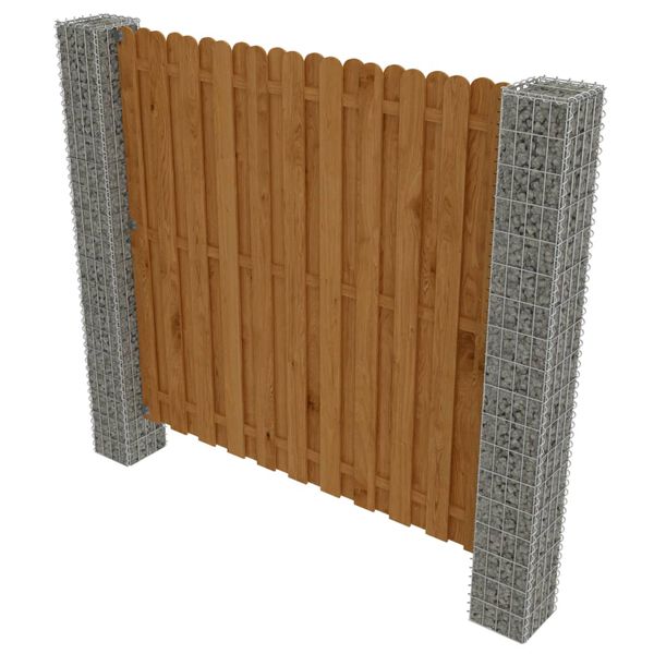 vidaXL Schuttingpaneel met gabion palen 180x180 cm grenenhout