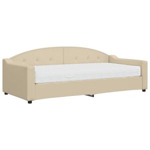 vidaXL Slaapbank met matras 90x200 cm stof crèmekleurig