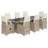 vidaXL 9-delige Bistroset met kussens poly rattan beige