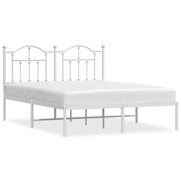 vidaXL Bedframe met hoofdbord metaal wit 140x200 cm