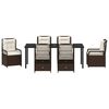 vidaXL Tuin eettafelset 7 pcs Bruin poly rattan