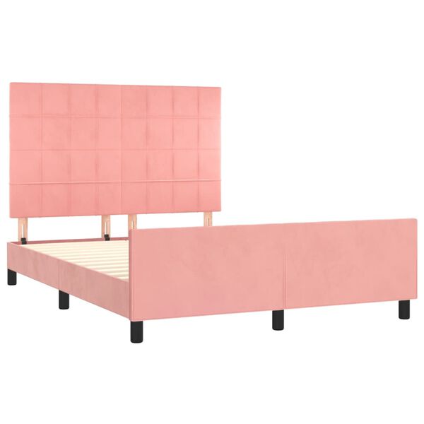 vidaXL Bedframe met hoofdeinde fluweel roze 140x190 cm