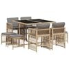 vidaXL 9-delige Tuinset met kussens poly rattan gemengd beige